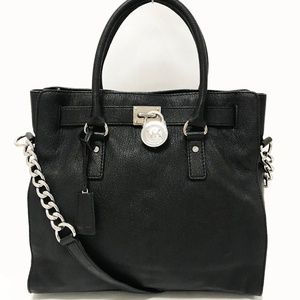 Michael Kors Hamilton Black Leather Satchel